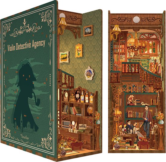 Tonecheer Book Nook Kit 3D houten puzzel Booknooks DIY modelbouwsets volwassenen om te bouwen miniatuur huis boekenplank Nook Book met licht grappig verjaardagscadeau(Cultuur van de Song-dynastie