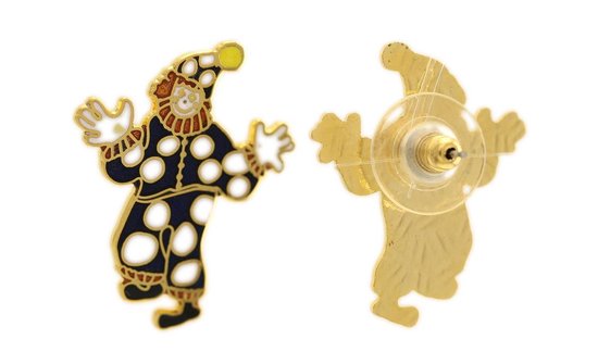 Behave Boucle d'oreille clou en émail pour femme, couleur noir, blanc et or