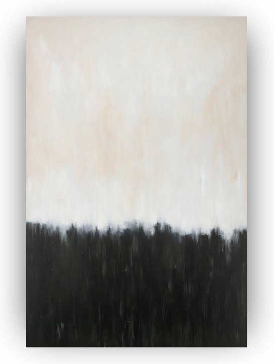 Zwart wit abstract schilderij 60x90 cm - Acrylaat - Minimalisme - Zwart wit schilderij - Abstracte kunst - Woonkamer accessoires - Kantoor decoratie - Abstractie