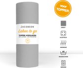 Jacobson - Hoeslaken Topper - 180x200cm - Jersey Katoen - tot 12cm matrasdikte - Grijs