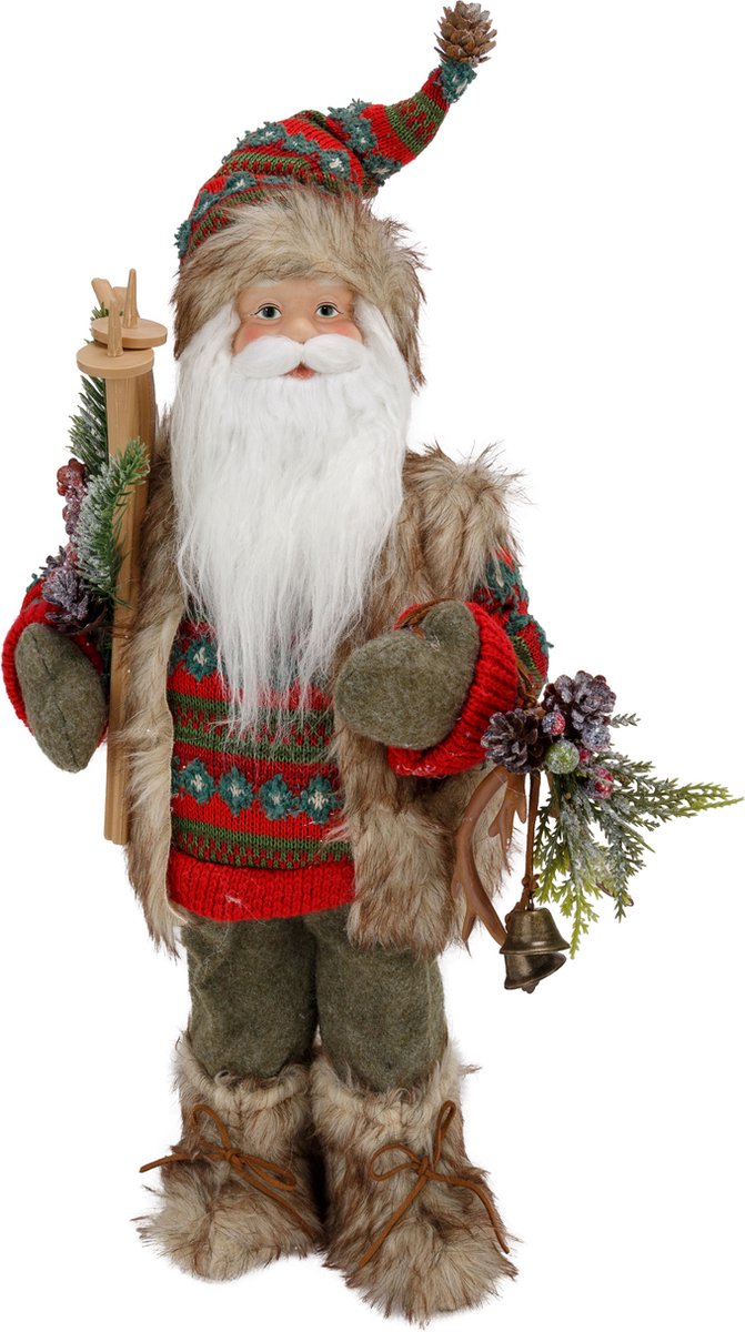 Kerstman - rood/groen - 20x13H31cm - polyester