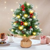 50 cm Christmas Tree - Table Christmas Tree - Small Artificial Christmas Tree with LED, Red Berries, Pine Cones Ornaments for Table Window Sill Office Decoration Christmas Decoration