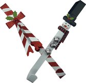 Cintre de Noël en métal - Crochet pour couronne de Noël lot de 2 pièces - 34 cm - Crochet pour accrocher vos cadeaux de Noël dans un sac ou des décorations de Noël - Argent