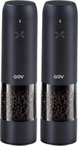 GOV® Elektrische Peper- en Zoutmolen Zwart XL Set Oplaadbaar - Pepermolen - Peper en Zoutstel