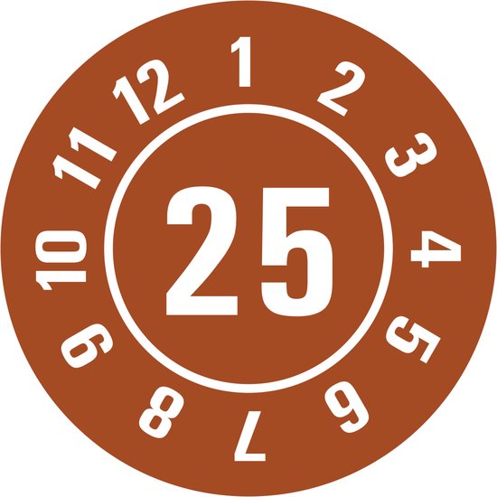 Keuringssticker met jaartal op vel 2025 20 mm 36 per vel bol
