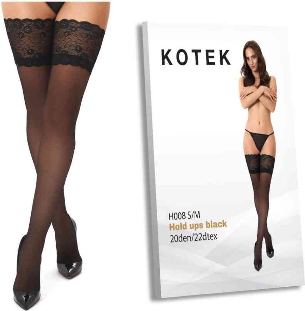 Kotek H008 Hold up kousen - Zwart