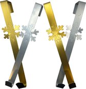 Metalen kerst hanger-kerstkrans haak set van 4 stuks -34cm- Haak om jouw kerstcadeaus in zak of kerst decoratie aan op te hangen-Goud- Zilver