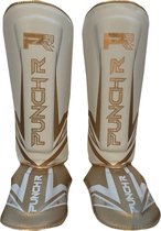 PunchR™ Electric Kickboks Scheenbeschermers Wit Goud XL - Scheenbeenlengte 36 cm