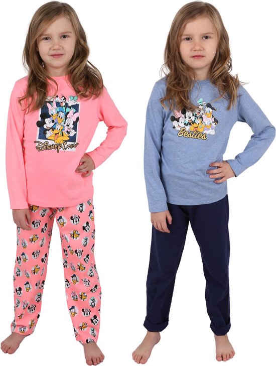 Disney Mickey Mouse - Pyjama in Blauw en Roze OEKO-TEX STANDARD - 2 paar