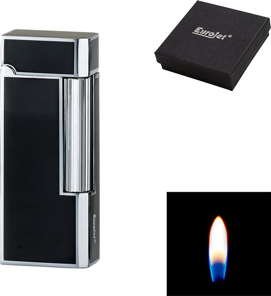 Eurojet Aansteker Luxe Soft Flame Regale Slim Chrome / Black met Geschenkdoos
