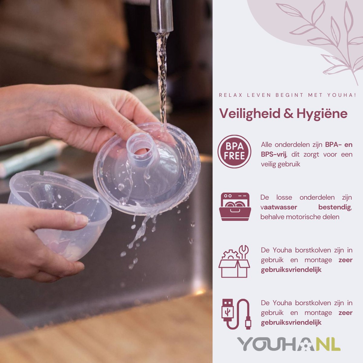Youha Enkele Draadloze Borstkolf met APP - Gen 2 - Maat 22mm & 24mm - draagbare borstkolf - BPA vrij - bedienbaar met APP