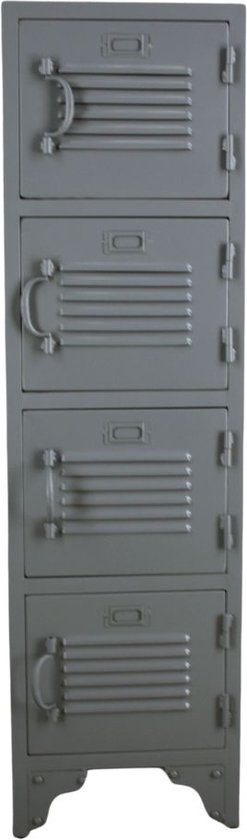 Lockerkast Grijs - Locker Met 4 Deuren - Lockerkast metaal