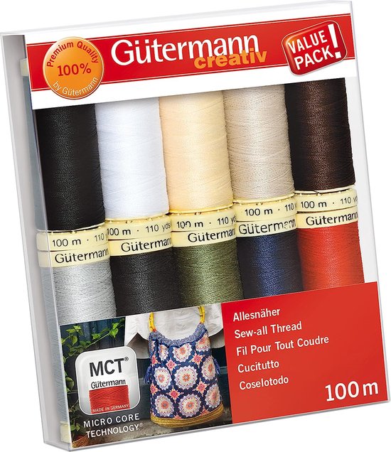 Gutermann 734008-1 schroefdraadset Naai-All 100 mx7 rollen