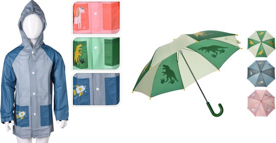 Regenjas + Paraplu kind set - Met caphuchon - Lichtgewicht