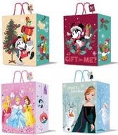 Walt Disney Kerst set van 4 Cadeau zakjes - Cadeau zakje - Kerstmis - Verpakking - Feestverpakking - Geschenktasje Inpakzakje - 4 stuks