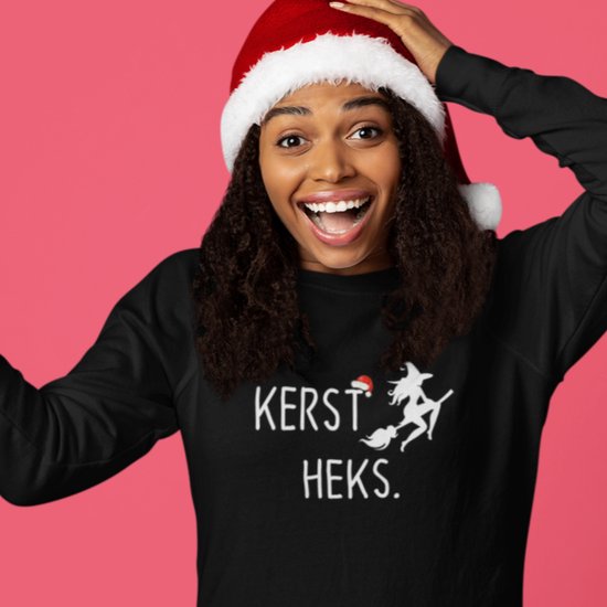 Dames sweater Kerst heks-kleur zwart maat L Foute kersttrui - Kersttrui dames- kerstoutfit