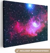 Canvas Schilderij Heelal - Planeten - Roze - Jongens - Meisjes - Kinderen - 120x90 cm - Wanddecoratie