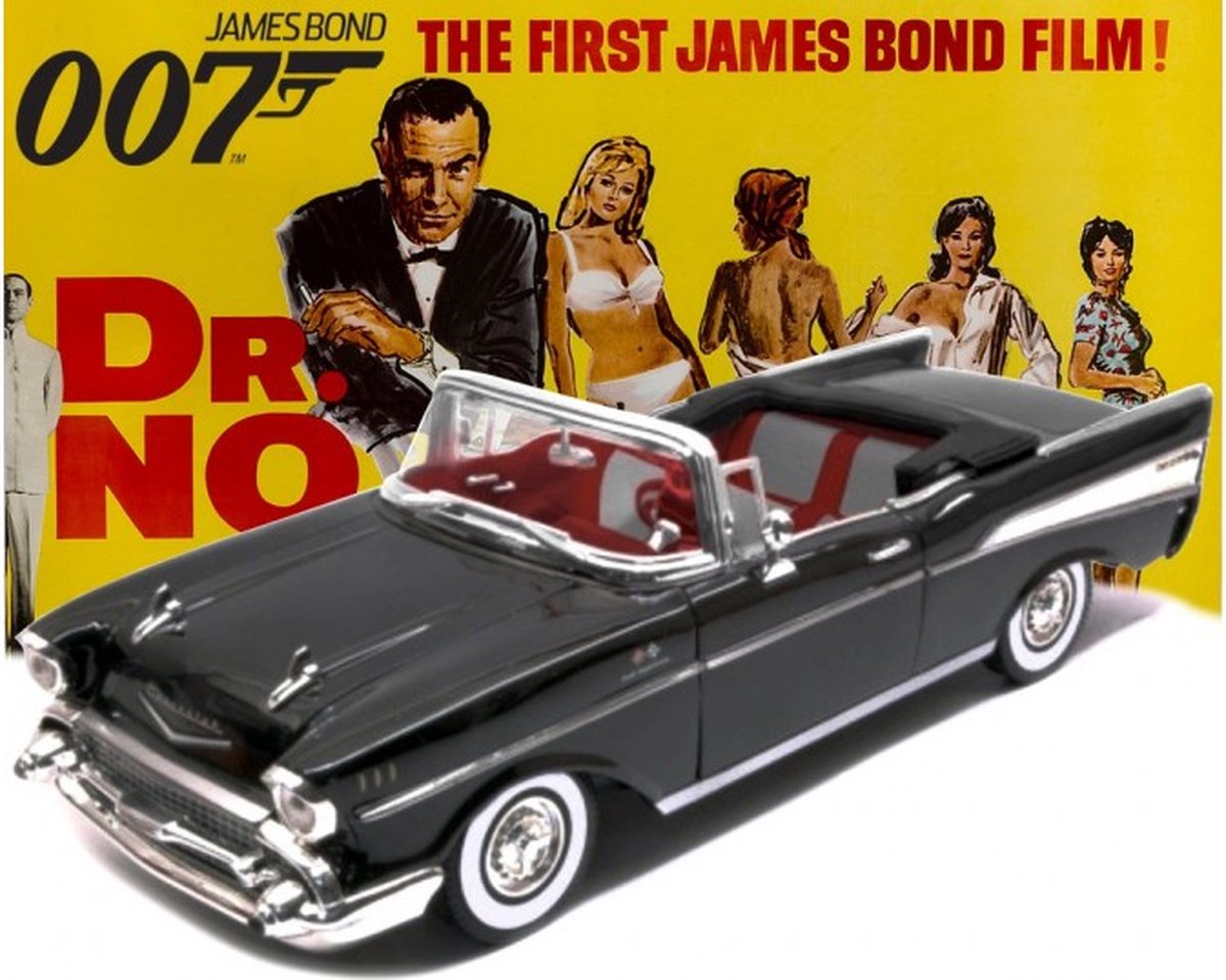 Chevrolet Bel Air Convertible 1957 - James Bond Dr. No (Zwart) (30 cm) 1/18 Motor Max {Modelauto - Schaalmodel - Miniatuurauto} - Motor Max
