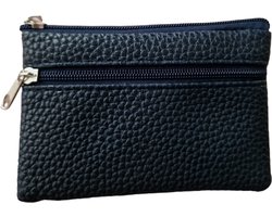 PU Leren Mini Portemonnee - Munttasje - Ritsportemonnee - Blauw