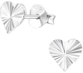 Joy|S - Zilveren hartje oorbellen - 7 mm - gravure bewerkt classic