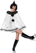 Funny Fashion - Pierrot Kostuum - White Pierrot - Vrouw - Wit / Beige - One Size - Carnavalskleding - Verkleedkleding