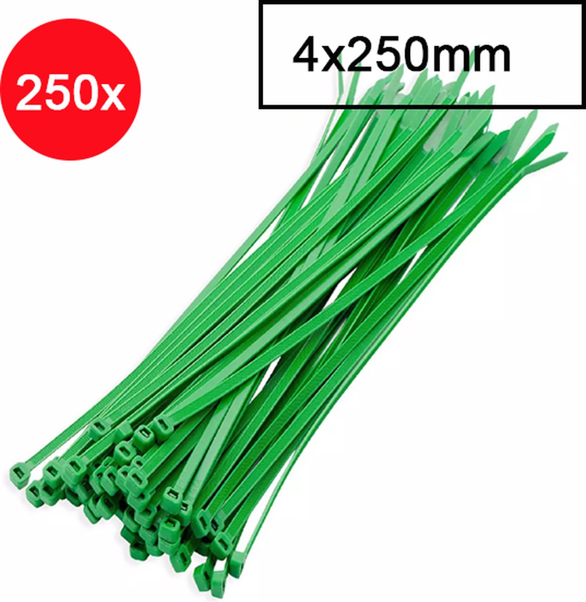 Kabelbinders - Tyraps - Tie wraps - Kabel organizer - 4x250mm - 250 stuks - groen