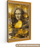 Toile Peinture Mona Lisa - Da Vinci - Cadre - Or - 80x120 cm - Décoration murale