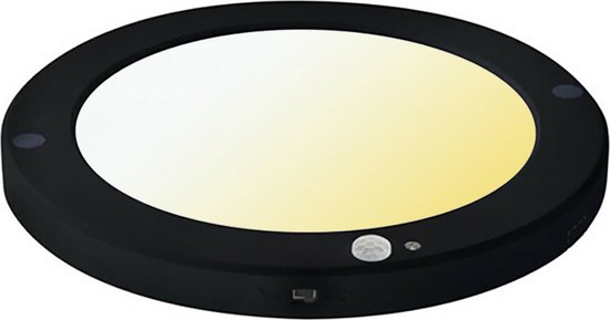 Plafonnier LED avec Détecteur de Mouvement + Capteur Jour et Nuit - 18W - Couleur CCT Ajustable - Angle de Vision 360° - Opbouw/Encastré - Rond - Zwart