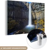 MuchoWow® Glasschilderij 90x60 cm - Schilderij glas - Waterval - IJsland - Natuur - Foto op acrylglas - Schilderijen