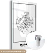 MuchoWow® Glasschilderij 40x60 cm - Schilderij acrylglas - Spanje - Stadskaart - Madrid - Foto op glas - Schilderijen - Plattegrond