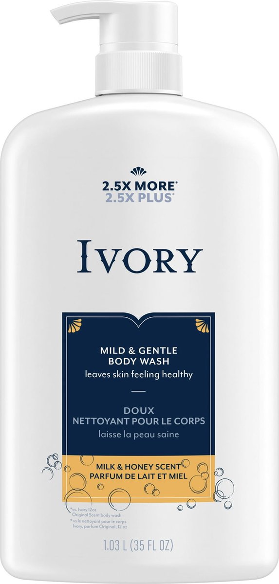 Ivory - Mild & Gentle Body Wash - Milk & Honey Scent - 1.03 L