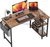 Bol.com hoekbureau- L-vormige - computerbureau met opbergplanken-Diep bruin aanbieding