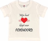 Rotterdam Kinder t-shirt | Feyenoord "Mijn hart klopt voor FEYENOORD" | Verjaardagkado | verjaardag kado | grappig | jarig | Rotterdam | Feyenoord | cadeau | Cadeau | Wit/zwart/rood/zwart | Maat 86/92