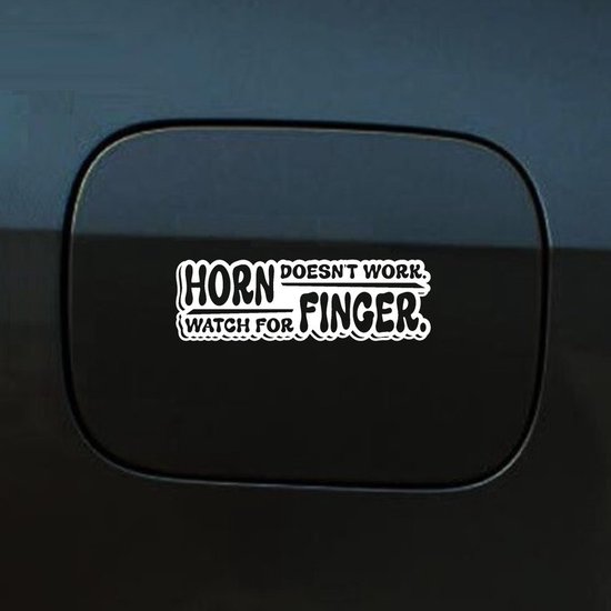 Bumpersticker Horn Doesnt Work 14x4,5 Wit