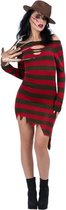 Smiffy's - Costume de films Horreur - Robe rayée Freddy Krueger Femme - Rouge, Zwart - Medium - Halloween - Déguisements