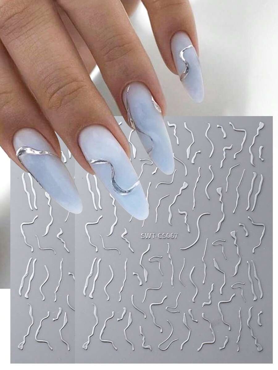 Goedkoopste Nagelstickers nail art (2 velletjes - Zilver) - Nail Art Stickers - Nagelstickers Velletjes Zelfklevend - Nagellak stickers - Nagelstickers kinderen - Nail Art Stickers Decoratie - Nagel Stickers marmer
