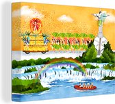 Canvas Schilderij Kleurrijke illustratie van Rio de Janeiro - 120x90 cm - Wanddecoratie