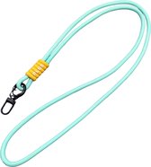 Keycords - keycord neon turquoise-geel - lanyard - sleutelkoord - licht elastisch - karabijnhaak metaal
