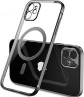 Apple iPhone 12 Pro Max Metaal Camerabescherming Magsafe Zwart Achterkant Hoesje