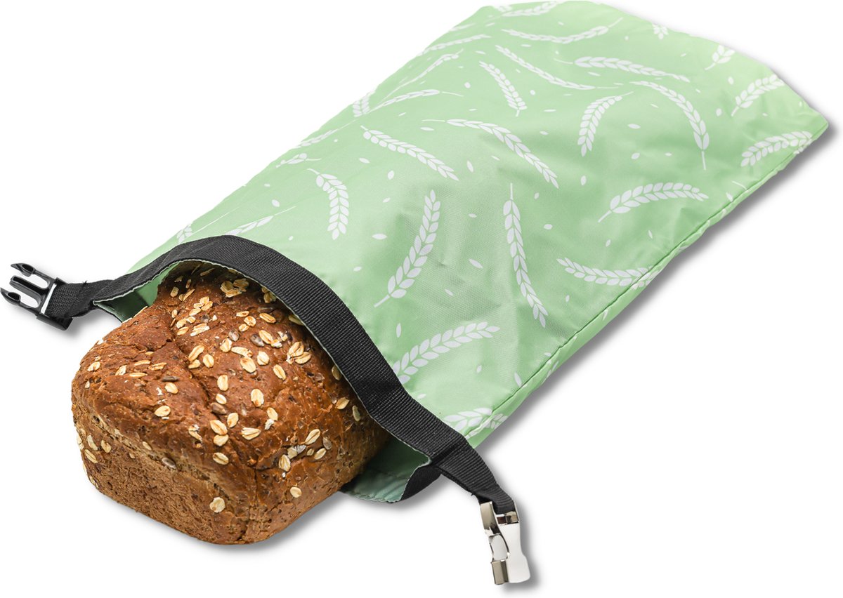Broodnodig® - Herbruikbare Broodzak (44x30cm) – 100% RPET – Broodzakken Voor Zelfgebakken Brood – Luchtdicht – Thuisbakker - Diepvrieszak - Brooddoos – Jungle Harvest