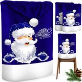 KESSER® Housse de Chaise pour Noël - Housse Premium pour Chaises de Salle à Manger Décoration de Noël Housses de Chaise pour Noël et Décorations de Noël Festives - Blauw- Wit, Père Noël, Set de 2