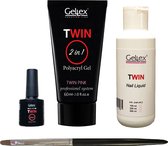 Gellex Twin Polyacryl Kit-4, Polygel Starter Set, Starterspakket (Twin Pink 60g, Twin Liquid, Base bond 10ml, polygel penseel)