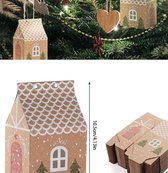 Kraft Gondeldoosjes Kerst / Merry Christmas Candy / Chocolat Huisjes - Box incl. touw - Kartonnen doosjes - Traktatiedoosjes - Geschenk Verpakking - Uitdeel Doosje - Feest - Cadeaudoos - Snoepdoosje | Gift - Leuk verpakt - Inpakdoosje - DH collection