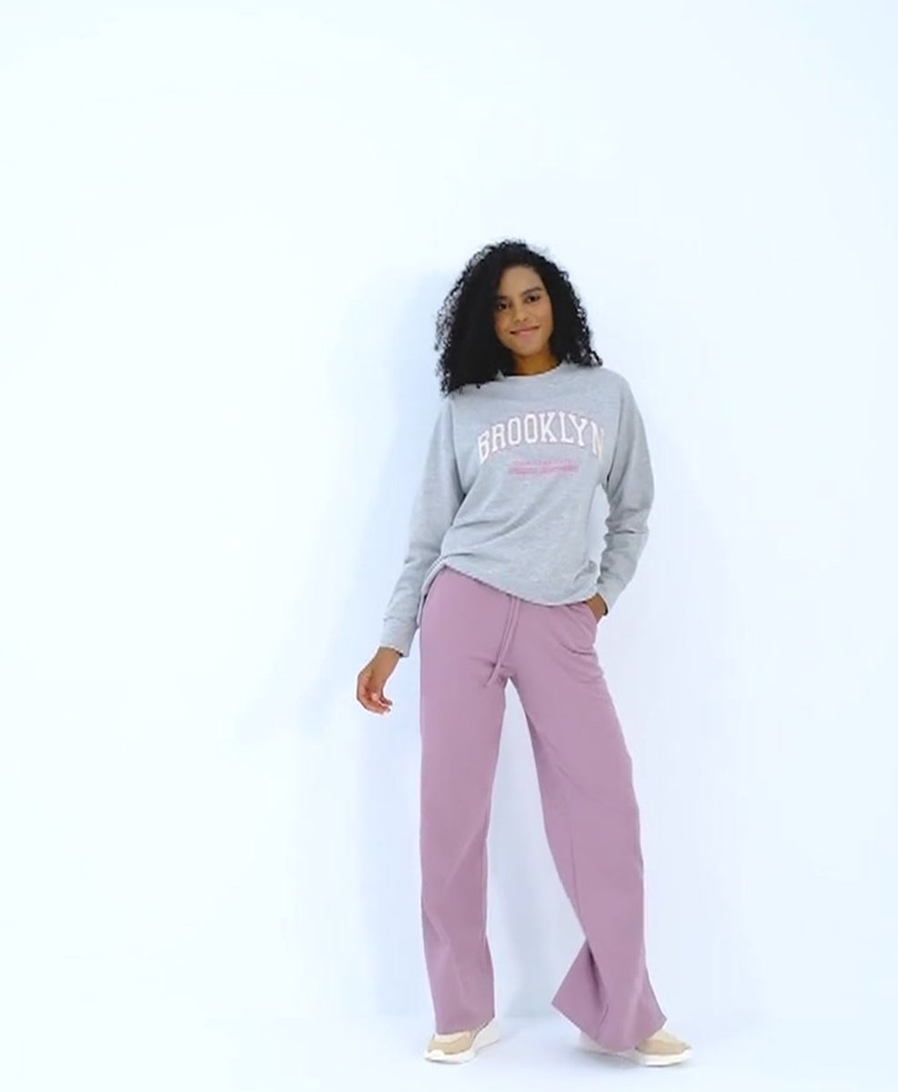 malito dames joggingbroek met knopenrij | Sportbroek gemêleerd | Baggy om te dansen | Sweatpants - Trainingsbroek 7398 (roze