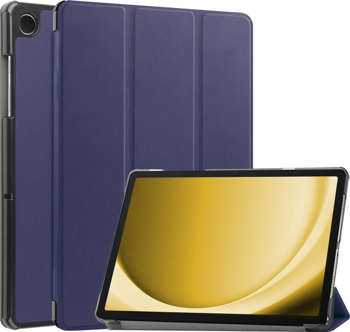 Hoes - Geschikt voor Samsung Galaxy Tab A9 Plus - Dun & Stevig - Trifold Bookcase - Hard Cover - Hardcover Book Case - Tablet Hoesje - Donkerblauw