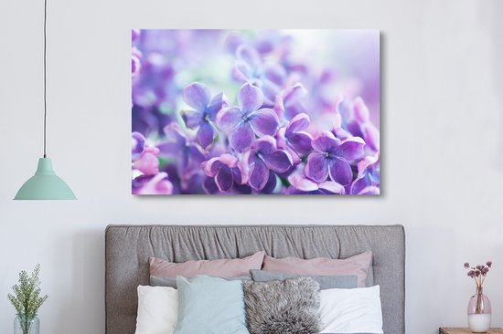 Tableau sur toile Gros plan de fleurs violettes de lilas - 150x100 cm - Décoration murale