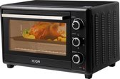ICQN Vrijstaande Oven - 50L - Convectie Mini Oven - Hetelucht & Grillfunctie - Geëmailleerde Holte - Zwart