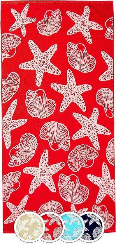 Strandlaken, 90 x 180 cm, katoen, strandlaken, rood