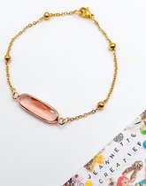 Jeannette-Creatief® - Chique - Jasseron & Peach Crystal Glass - Dames Armband
