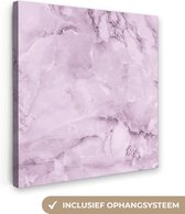 Canvas Schilderij Marmer - Plamuur - Roze - 50x50 cm - Wanddecoratie